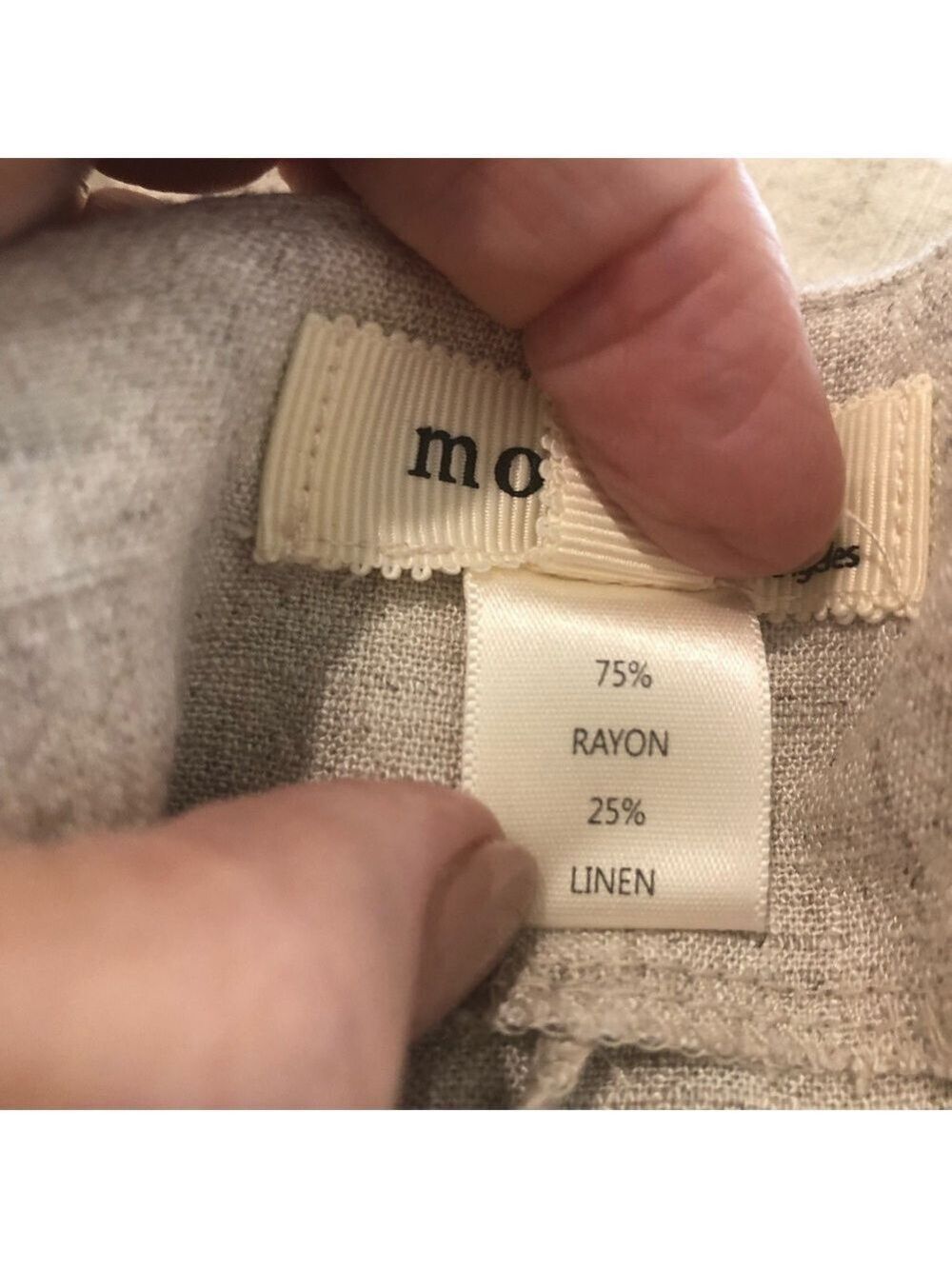 Monteau size L linen blend oatmeal color jumpsuit cropped summer wide leg - Picture 7 of 7
